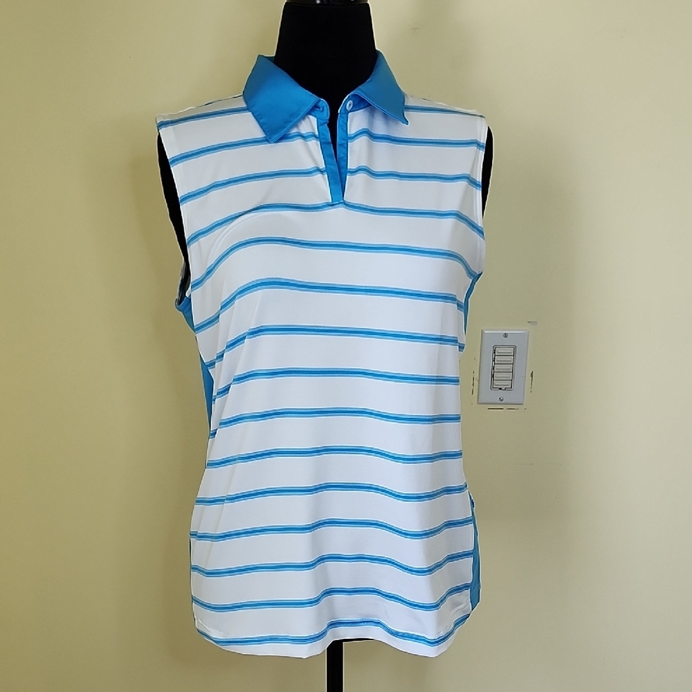 Addidas Activewear Top Blue White Stripe NWOT